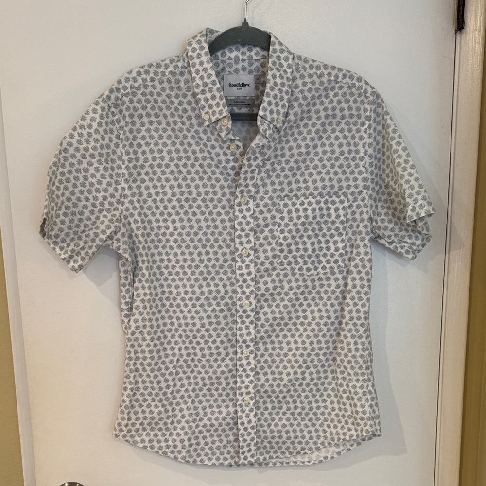 Goodfellow & Co White and Gray Patterned Shirt